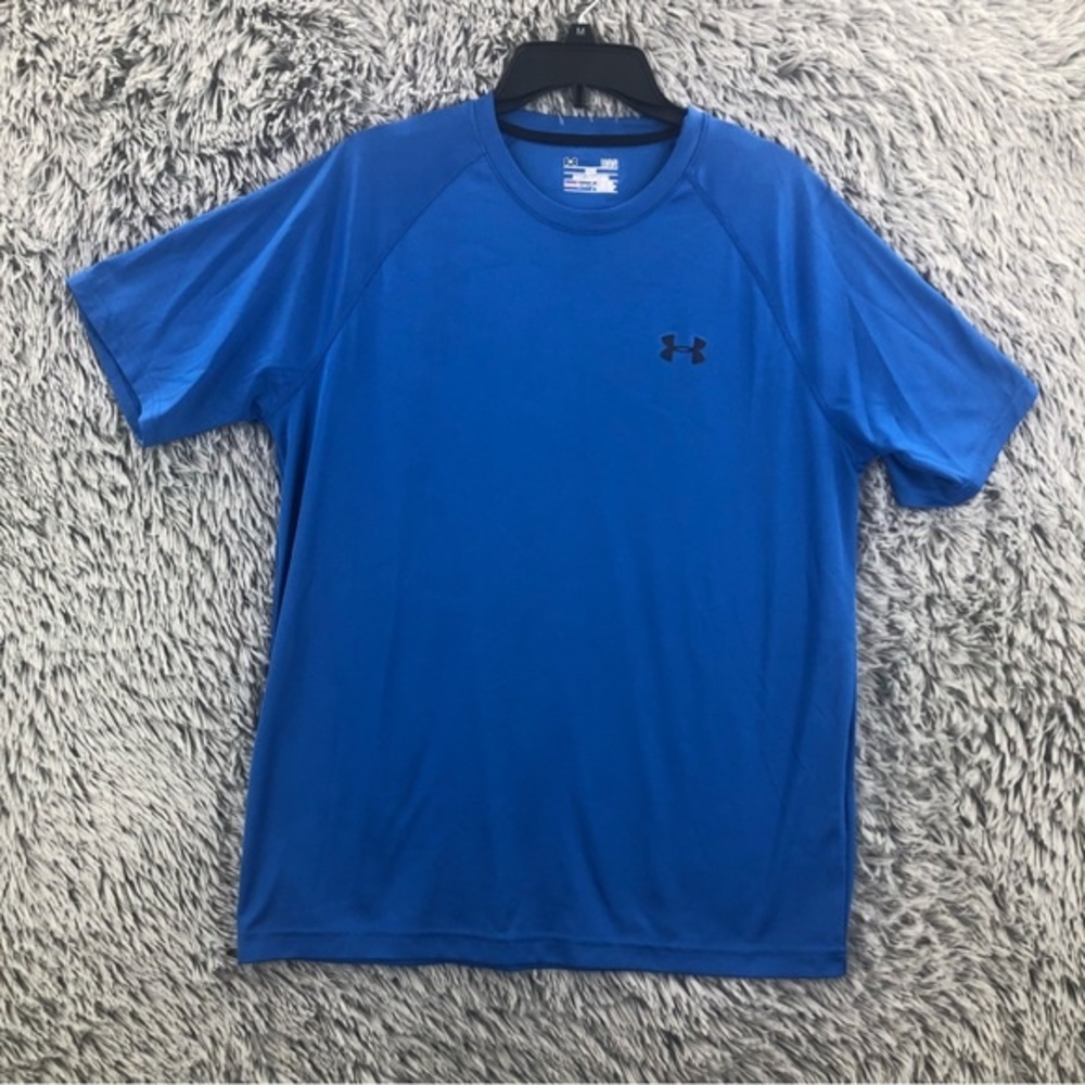 Under Armour Mens Large Loose Heatgear Blue Athletic Workout Shirt